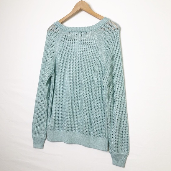 Intermix teal green open knit sweater - Picture 10 of 11